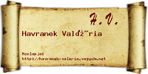 Havranek Valéria névjegykártya